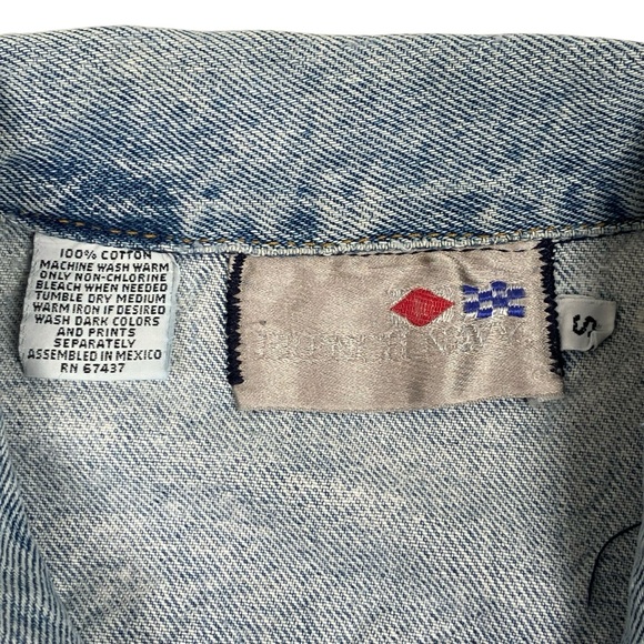 Vintage 90s French Navy Distressed Acid Wash Denim Jean Trucker Jacket - Picture 12 of 16